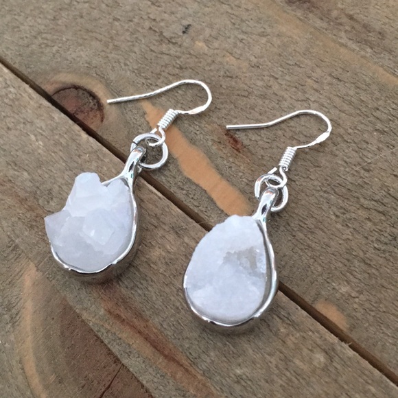 Genuine Druzy Stone Earrings - Picture 3 of 3